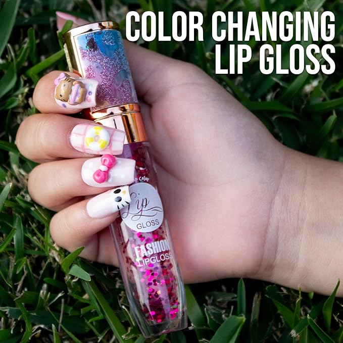 42 Bundle Diamond Bling Bling Mood Color Changing Lip Gloss & Lip Stain Set of 6 Crystal Sparkle Non-Sticky Lightweight Long Lasting High Shine Hydrating Glow For Girls, Teens, Women