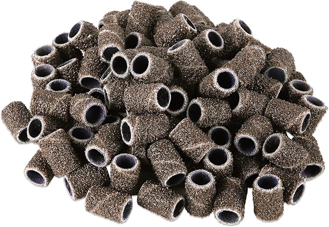 PANA 100 Pieces Nail Sanding Bands Professional Nail Manicure Great Fit for Nail Drill Bits for Acrylic Nails (60 Grit, Brown)