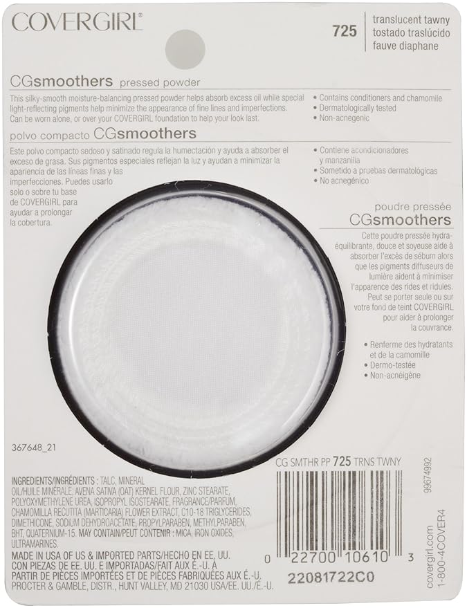 CoverGirl Smoothers Pressed Powder Foundation Translucent, Tawny(N)725, 0.32-Ounce of 2)
