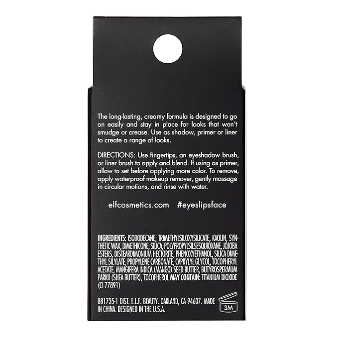 e.l.f. No Budge Cream Eyeshadow, 3-in-1 Eyeshadow, Primer & Liner With Crease-Resistant Color & Stay-Put Power, Vegan & Cruelty-Free, Wispy Cloud