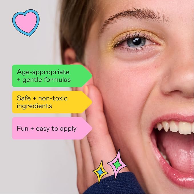 YAWN Lip Gloss Duo | High-Shine Gloss | Soothing Sunflower Seed Oil | Non-Toxic, Cruelty Free, Vegan | Makeup for Kids, Tweens and Teens | Made in USA | Crystal and Purple Gem