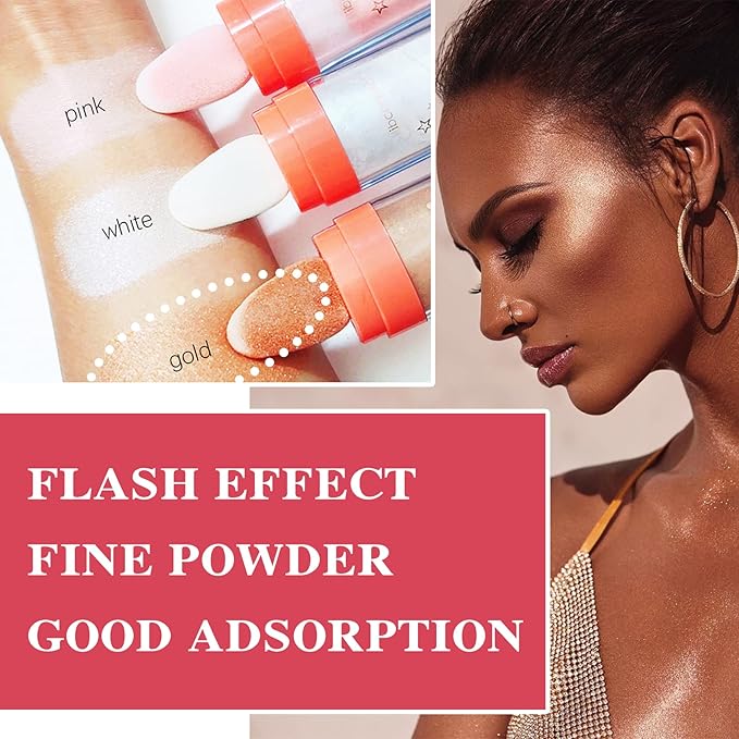 Polvo De Hadas Highlighter Powder Stick Body Face Makeup Gift-Gold