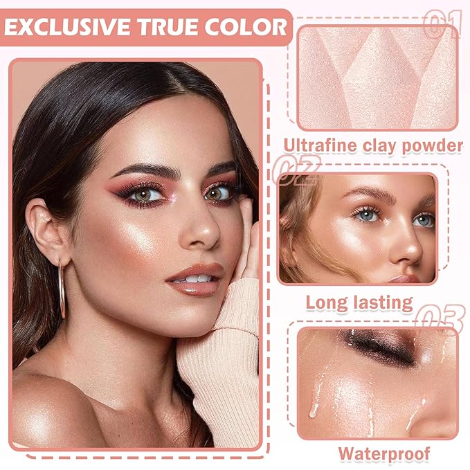 2PCS Pearl White Highlighter Makeup Palette Face Powder