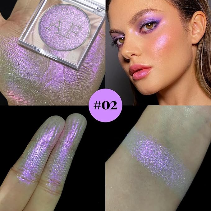 Highlighter Makeup Palette, Long Lasting New Formula, Translucent Purple Shimmer
