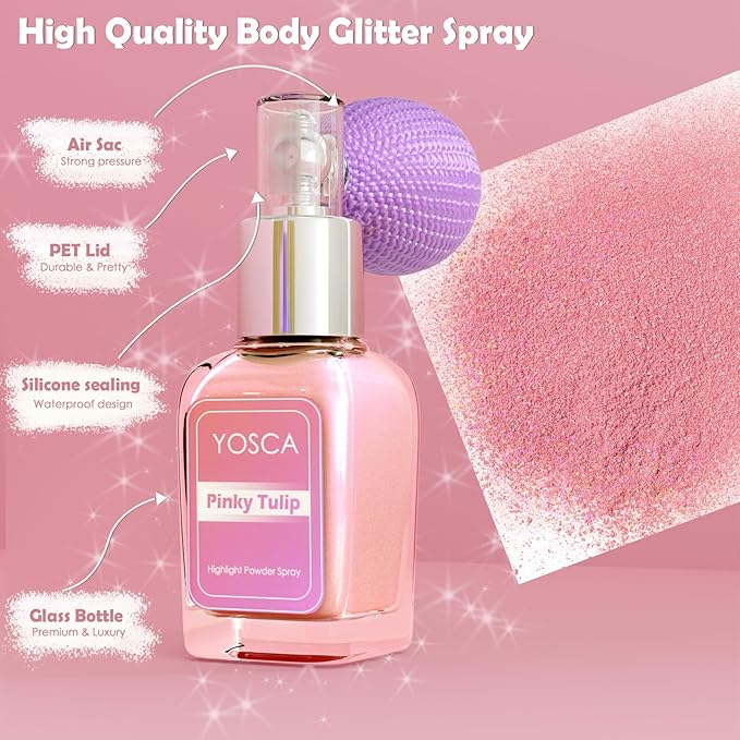 Yosca Highlighter Powder Spray, 20ML Cosmetic Grade Shimmer 20ML