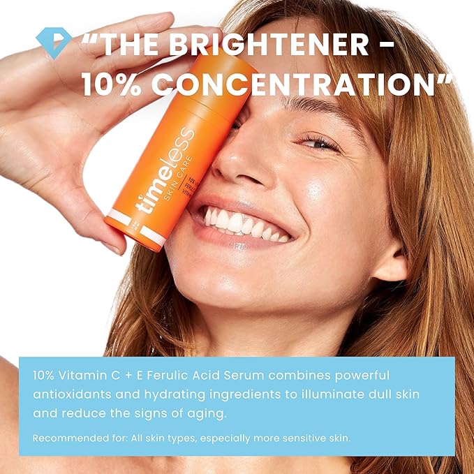 Timeless Skin Care Vitamin C Serum with Vitamin E & Ferulic Acid - Serum - for Oily & Dry Skin - Fragrance-Free - 1.7 Fl Oz