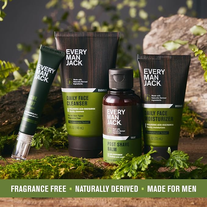 Every Man Jack Daily Face Wash & Lotion Set, Deeply Cleanse, Moisturize, and Revive Dry, Tired Skin with Hyaluronic Acid, Niacinamide, and Aloe Vera - 2-Pack