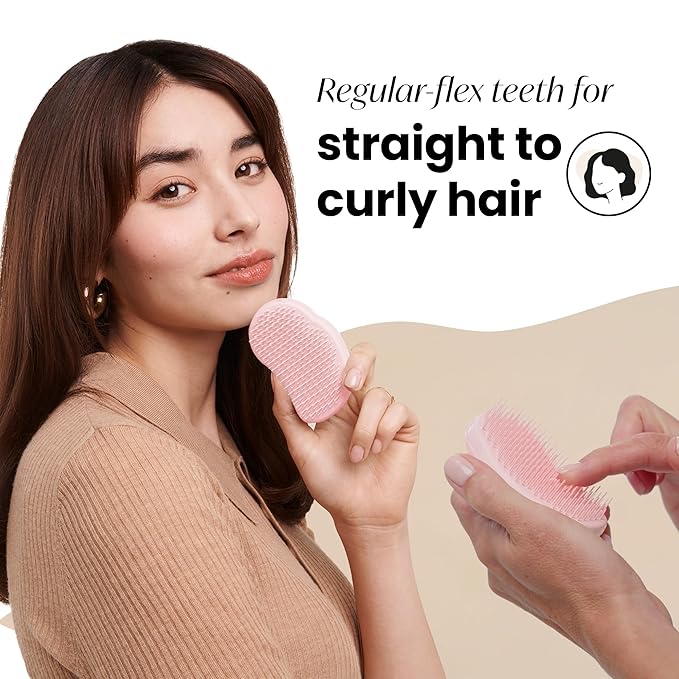 Tangle Teezer Original Detangler Brush, Dry & Wet Travel Size Mini Hair Brush, for Kids & All Hair Types, Millennial Pink
