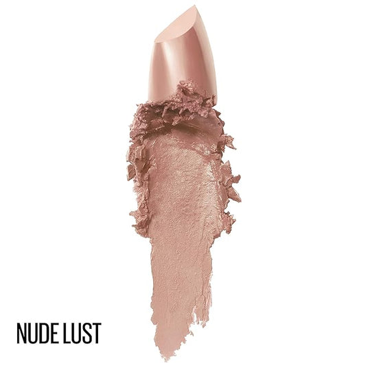 Maybelline Color Sensational Lipstick, Lip Makeup, Cream Finish, Hydrating Lipstick, Nude Lust, Nude ,1 Count