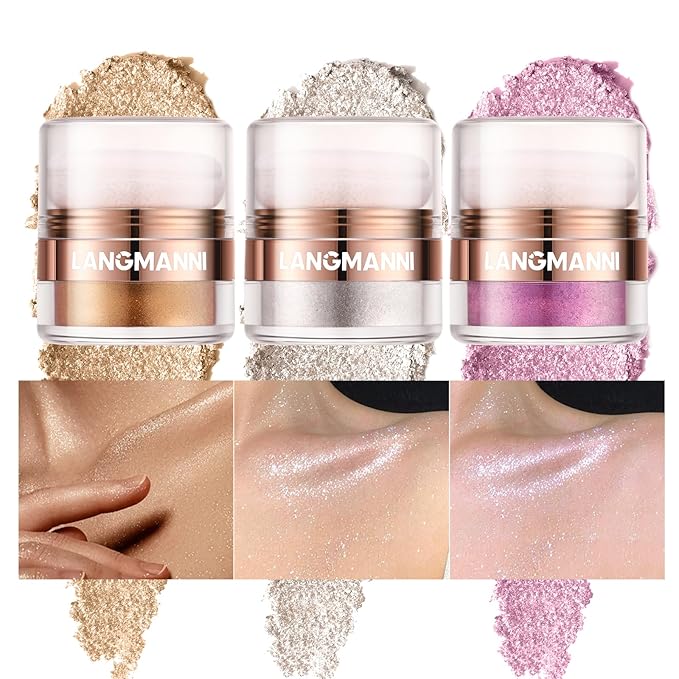 Glitter Body Highlighter Powder Body Shimmer Sparkle Face head( Golden)