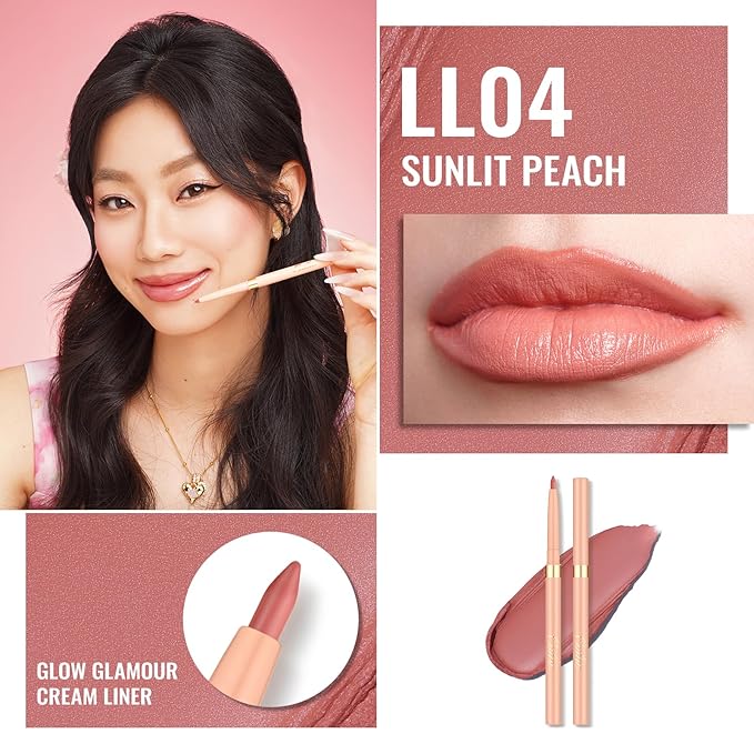 Oulac Waterproof Lipliner Pencil - Smooth and Creamy, Retractable Lip Makeup for Precision Application, Vegan & Cruelty-Free, LL04 Sunlit Peach