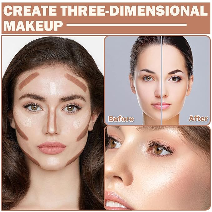 CAHIUYOA Cream Contour Stick, Velvet Finish, 2-in-1 Highlighter & Girls