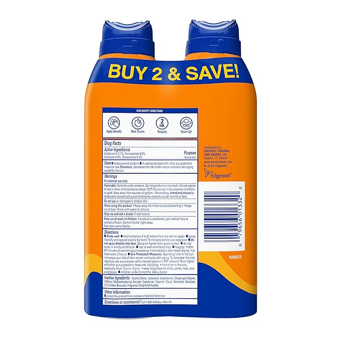 Banana Boat Sport Ultra SPF 50 Sunscreen Spray Twin Pack | Banana Boat Sunscreen Spray SPF 50, Spray On Sunscreen, Water Resistant Sunscreen, Oxybenzone Free Sunscreen Pack, 6oz each (Pack of 2)