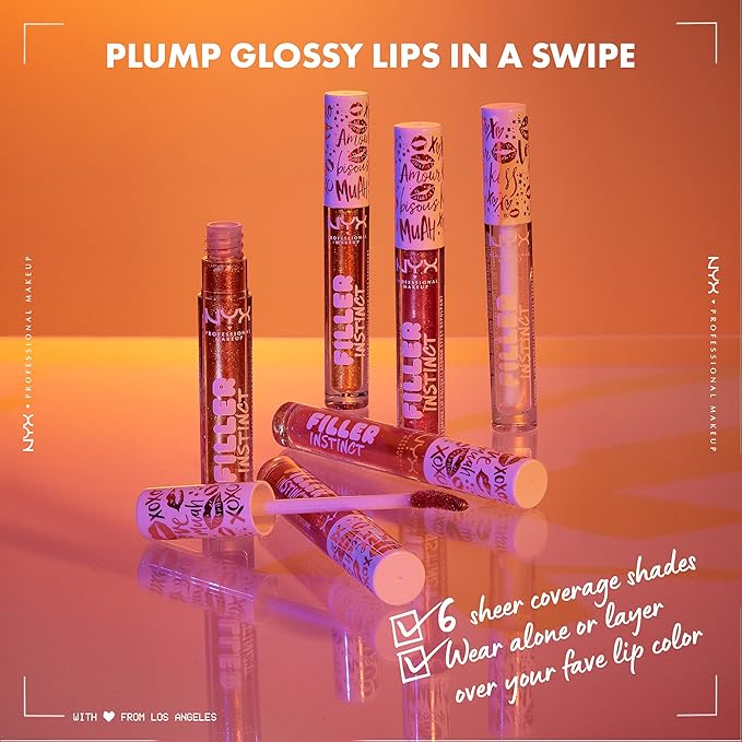 NYX PROFESSIONAL MAKEUP Filler Instinct Plumping Lip Polish, Lip Plumper Gloss - Cheap Fills (Bronze Gold)