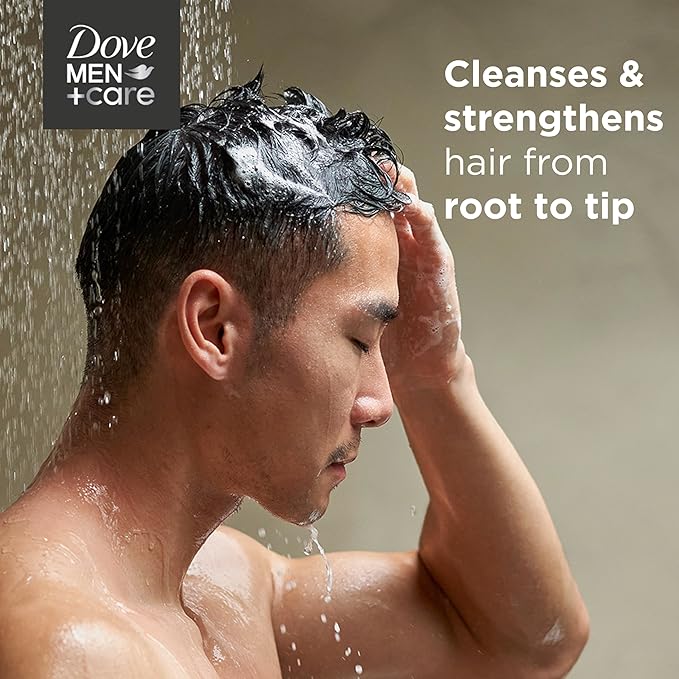 DOVE MEN+ CARE 2-in-1 Shampoo + Conditioner Thick + Strong 4 count for Fortifying Hair from Root to Tip, with Calcium, 25.4 oz