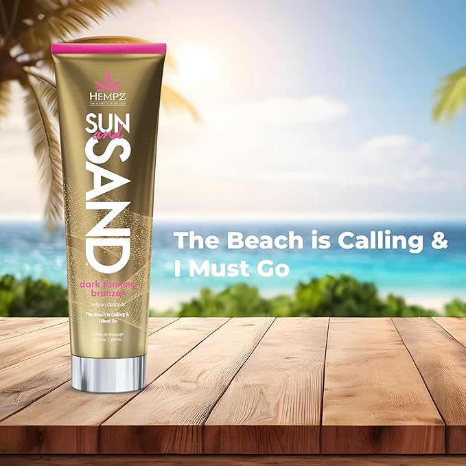 Hempz Sun & Sand Dark Tanning Bronzer Lotion for Indoor Tanning Bed or Outdoors - 9.5 oz