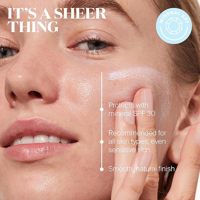 Supergoop! Mineral Sheerscreen SPF 30 PA+++, 0.68 fl oz - 100% Mineral, Broad Spectrum Face Sunscreen + Primer + Helps Filter Blue Light - Satin Finish - For All Skin Types