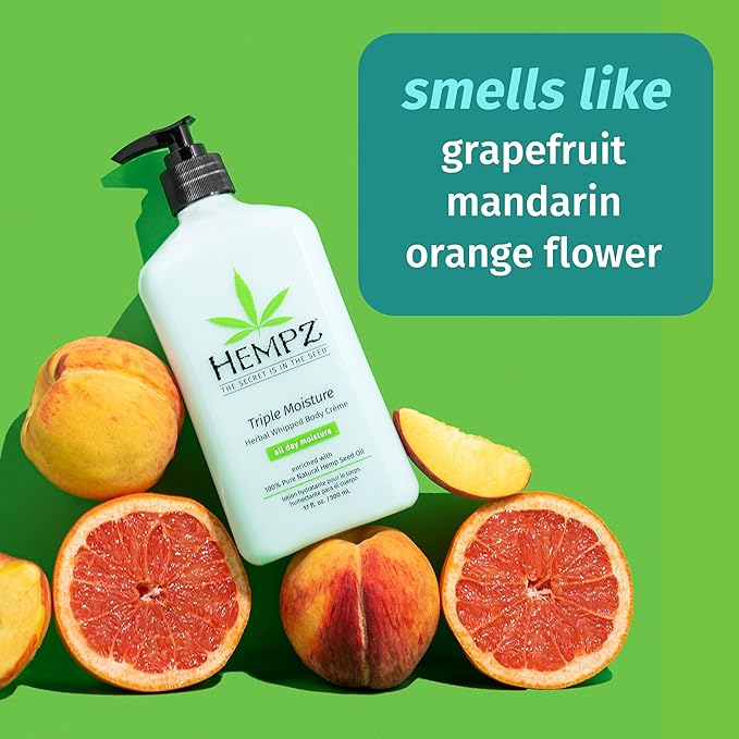 Hempz Triple Moisture Herbal Whipped Body Crème Lotion Moisturizer, 17 Fl Oz (Pack of 2)