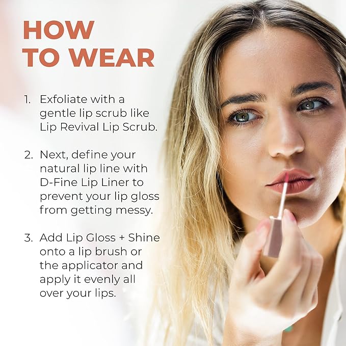 Beauty For Real Lip Gloss + Shine, Plumping High Shine Hydrating Gloss, Turned On, Sheer Lip Bite Nude, Light + Mirror, Cruelty Free, 0.15 fl oz