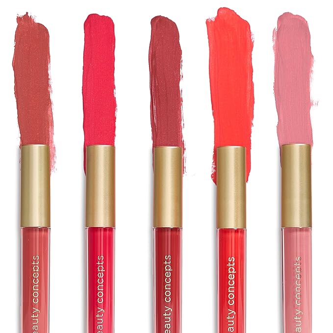 Beauty Concepts Lip Gloss Collection – Shimmering, Glossy Lip Makeup Set for a Radiant Finish, Red