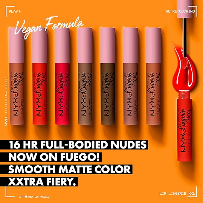 NYX PROFESSIONAL MAKEUP Lip Lingerie XXL Matte Liquid Lipstick - On Fuego (Fire Red)