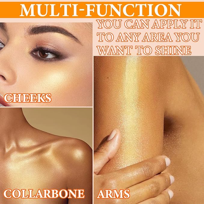 Body Shimmer Oil,Body Shimmer Luminizer for Face & Body Makeup(Gold)