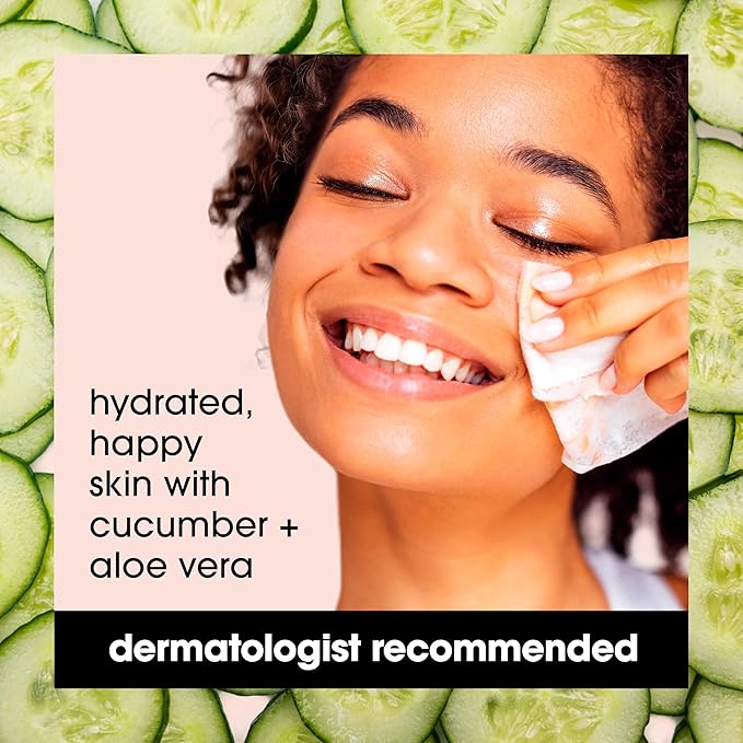 Yes To Face Wipes for Women and Men, Sensitive Facial Cleansing Wipes for use as a Make Up Remover, Cleaning, Soothing, Cucumbers Aloe Vera (Pack of 2)