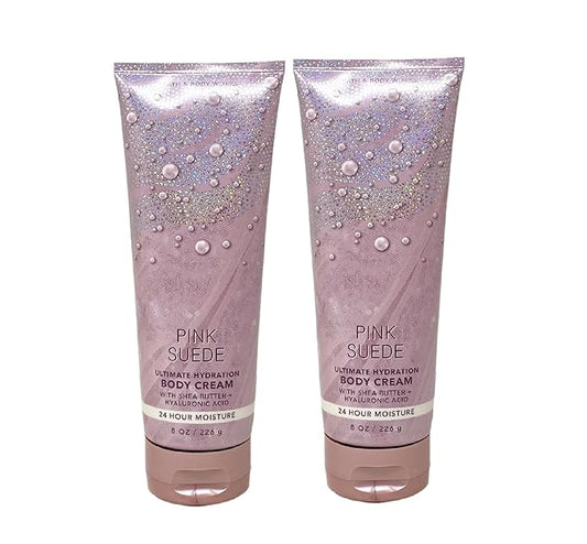 Bath & Body Works Pink Suede Ultimate Hydration Body Cream For Women 8 Fl Oz 2- Pack (Pink Suede), Total: 16.0 Ounce