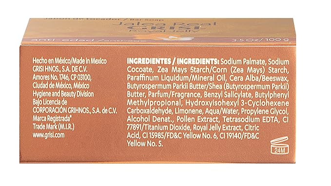 Grisi Royal Jelly Soap, Cleansing, and Smoothing Soap Nourish your skin, Improves your skin Elasticity, Extra Hydration, 6-Pack of 3.5 Oz each, 6 Bar Soaps.