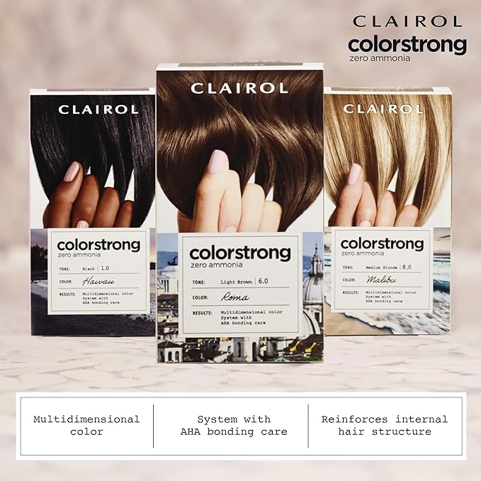 Clairol ColorStrong Permanent Zero Ammonia Hair Dye, 6.4 Light Copper Brown - Red Desert Hair Color, Pack of 1