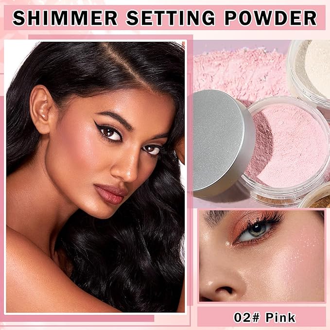 Pink Setting Powder Loose Powder Shimmer Finishing Powder Face