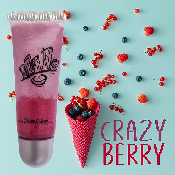 Urban Colors Sweet Lips Cute Squeezable Lip gloss a delicious sugar sweet flavored two colors moisturizing lip gloss for girls and women enriched with Vitamin E Natural Ingredients (Crazy Berry)