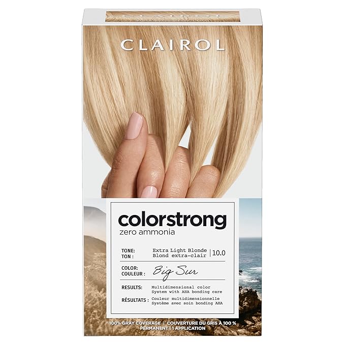 Clairol ColorStrong Permanent Zero Ammonia Hair Dye, 10.0 Extra Light Blonde - Big Sur Hair Color, Pack of 1