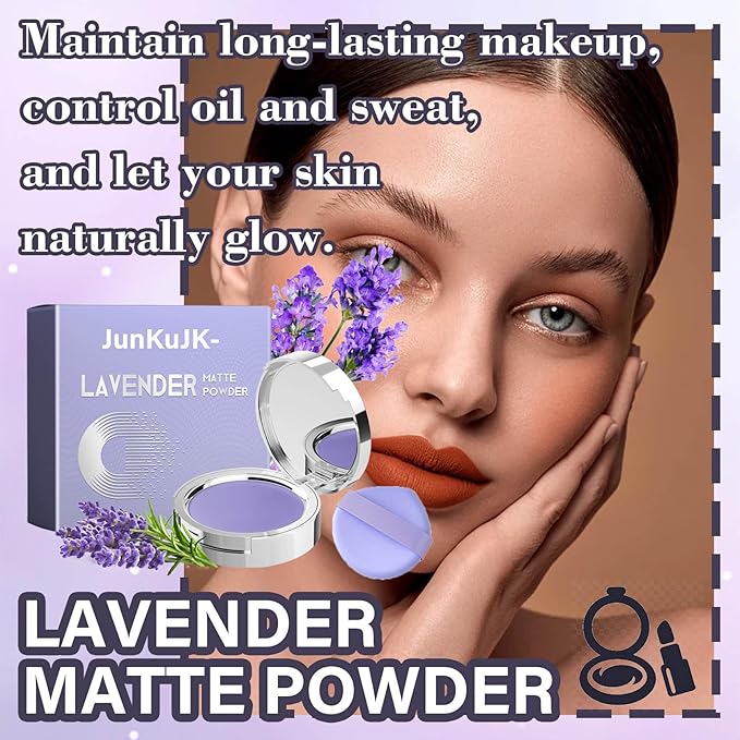 Lavender Matte Powder,Long Lasting Oil Control Lavender Setting Skin Types