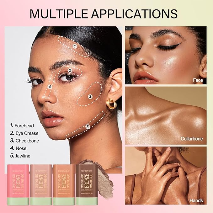 MEICOLY Cream Contour Stick, Shimmery Finish, Rich Glow, 03, 1.94 Ounce, Stick, Buildable, All Skin Tones, Water Resistant, Cruelty Free & Vegan, Facial Contouring Makeup