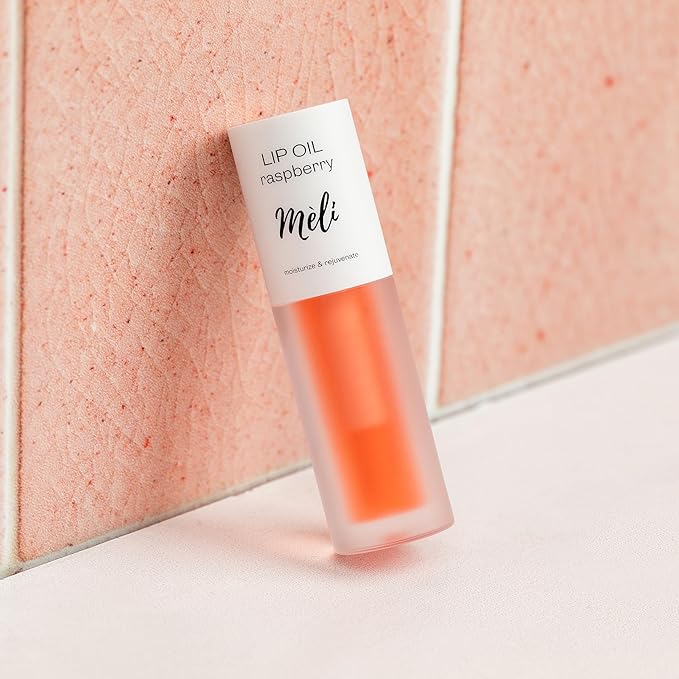MÈLI Organic Lip Oil with Hyaluronic Acid | Clear Non-Sticky, Natural Lip Gloss, Moisturizing, Revitalizing and Rejuvenating (Raspberry)