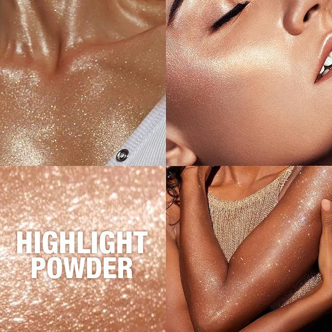 Glitter Body Highlighter Powder Body Shimmer Sparkle Face sponge head(silvery)