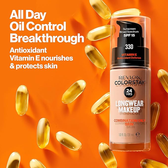 Revlon Liquid Foundation, ColorStay Face Makeup for Combination Tawny (280), 1.0 oz