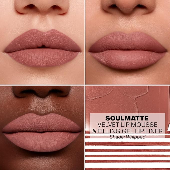 Morphe Soulmatte Velvet Lip Mousse Matte Lipstick - Air-Whipped, Soft Matte Lip Makeup with Vitamin E to Hydrate, Soften and Smooth Lips - Whipped (0.128 Oz)