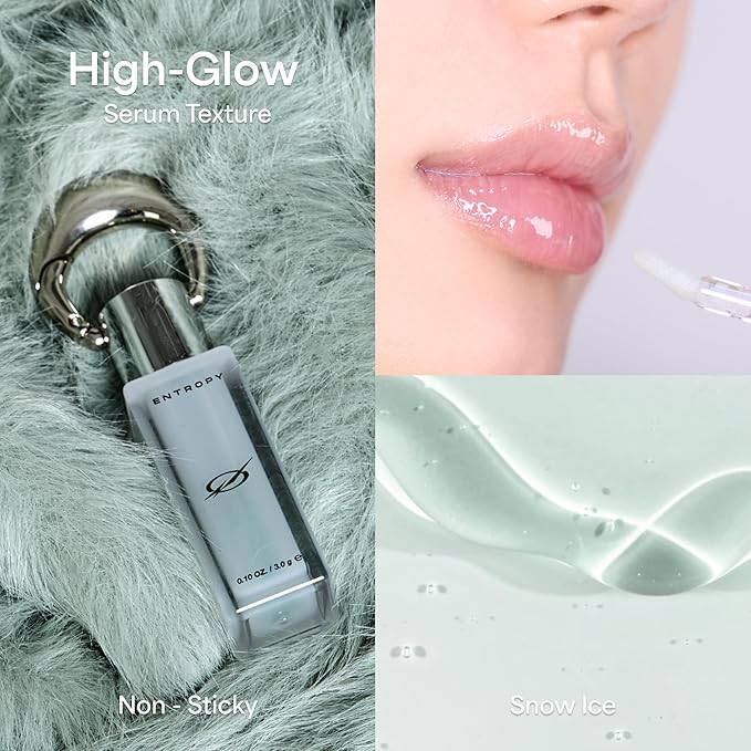 ENTROPY Makeup Charm Ultra Glossy Lip Serum, Nourish Lip Care with Amino Complex, Hydrating, Cooling Care, Non-Sticky, High Shine Finish, Crystal Clear