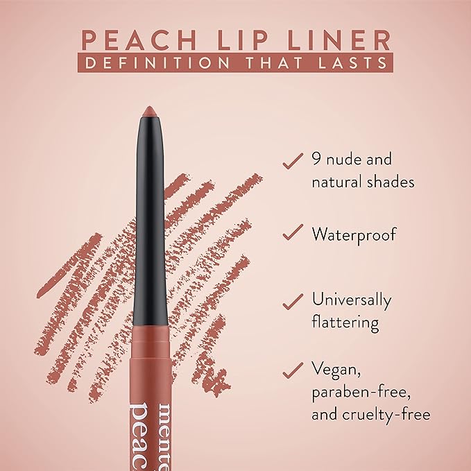 Mented Cosmetics Lip Liner for Women, Dark Brown Lipliner Lip Pencil, Waterproof Lipliner, Vegan + Cruelty Free Makeup, Peach