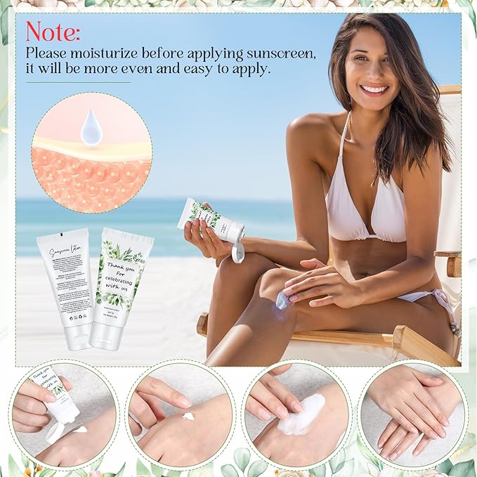 72 Pcs Mini Sunscreen Bulk for Summer Party Wedding SPF 30 Water Resistant Sunscreen Lotion Bulk 1oz Travel Size for Thank You Gifts Summer Party Wedding Supplies(Eucalyptus)