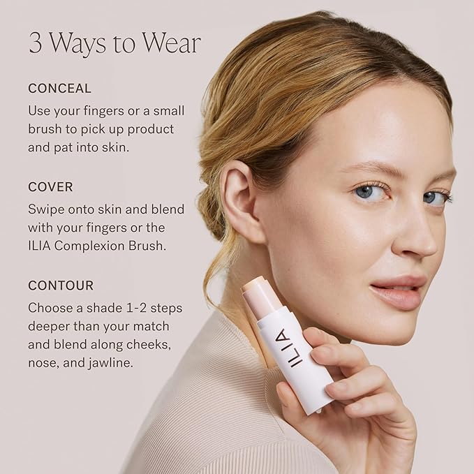 ILIA - Skin Rewind Complexion Stick - Foundation + Concealer + Skincare | Non-Toxic, Vegan, Cruelty-Free, Clean Makeup (12N - Sycamore, 0.35 oz | 10 g)