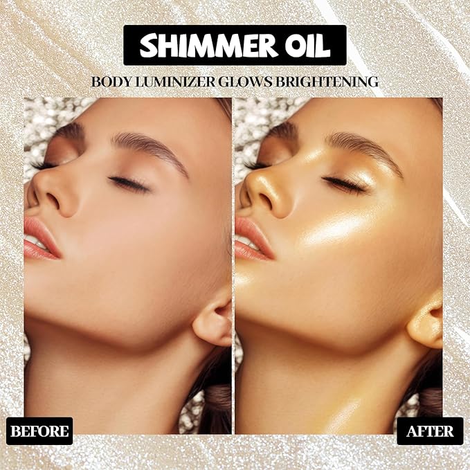 Shimmering Body Oil,Face & Body Glitter Makeup Liquid for Women