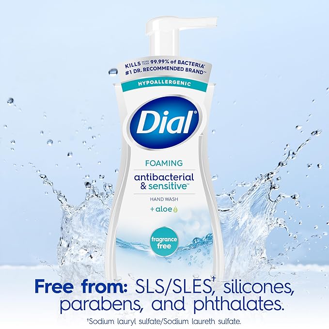 Dial Antibacterial Foaming Hand Soap, Fragrance Free, 7.5 fl oz (Pack of 6)