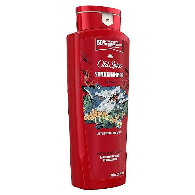 Old Spice Cleansing Body Wash for Men, 3X Defense, 24/7 Shower Fresh with Lasting Scent, 2-in-1 Body & Face Wash, Sharkhammer Scent, 24 oz (Pack of 4)