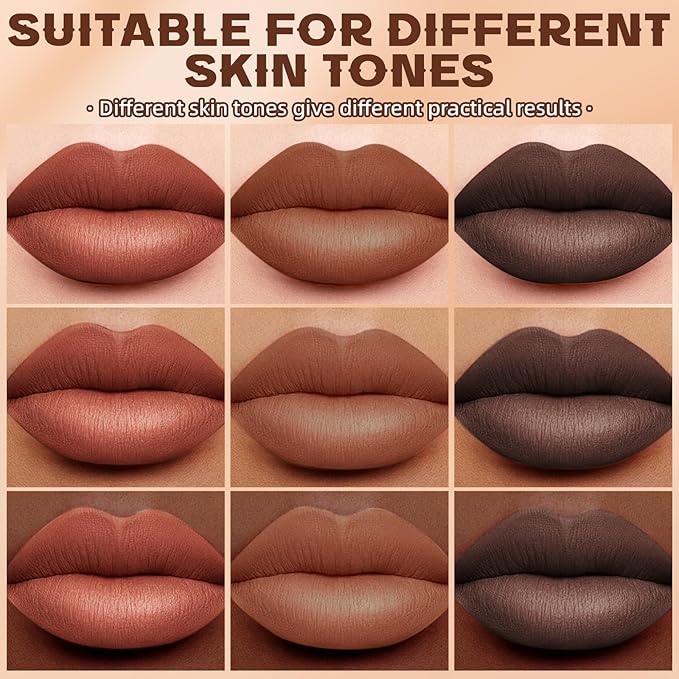 3 Colors 2 in 1 Lip Liner Set, Matte Nude Dark Brown Red Lip Liner Plumping Smooth Creamy Lip Pencil, High Pigmented Long lasting Light Brown Lipstick Makeup, 02+04+06