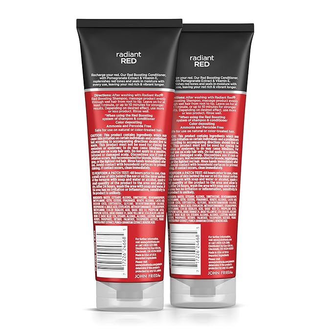 John Frieda Radiant Red, Color Boosting Conditioner, Hydrates and Enhances Red Tones with Pomegranate Extract and Vitamin E for Natural or Color-Treated Hair, 8.3 Oz, Pack of 2