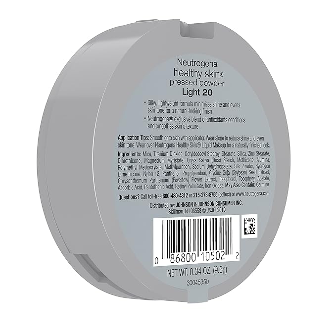 Neutrogena Healthy Skin Pressed Makeup Powder Compact with Light 20,. 34 oz