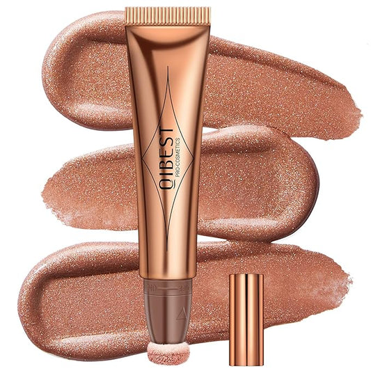 Mysense Liquid Highlighter Makeup,Highlight Bronzer Stick with Sponge Highlighter-Bronze Rose